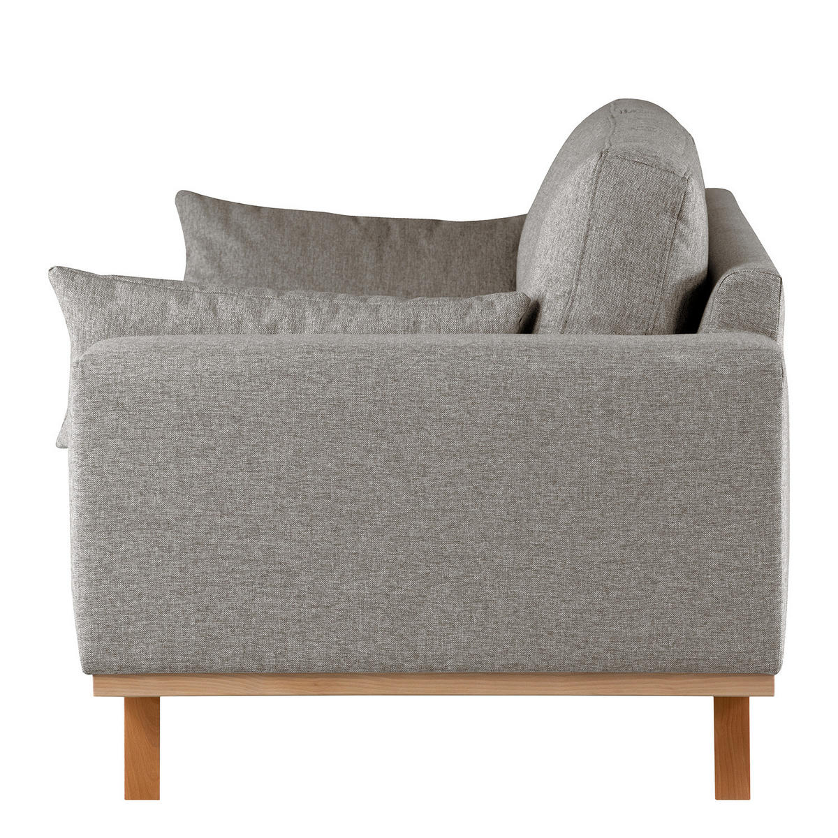 2-SITZER SOFA - Graubraun/Buchefarben, Buchenholz/Textil (197/81/88cm) - home24