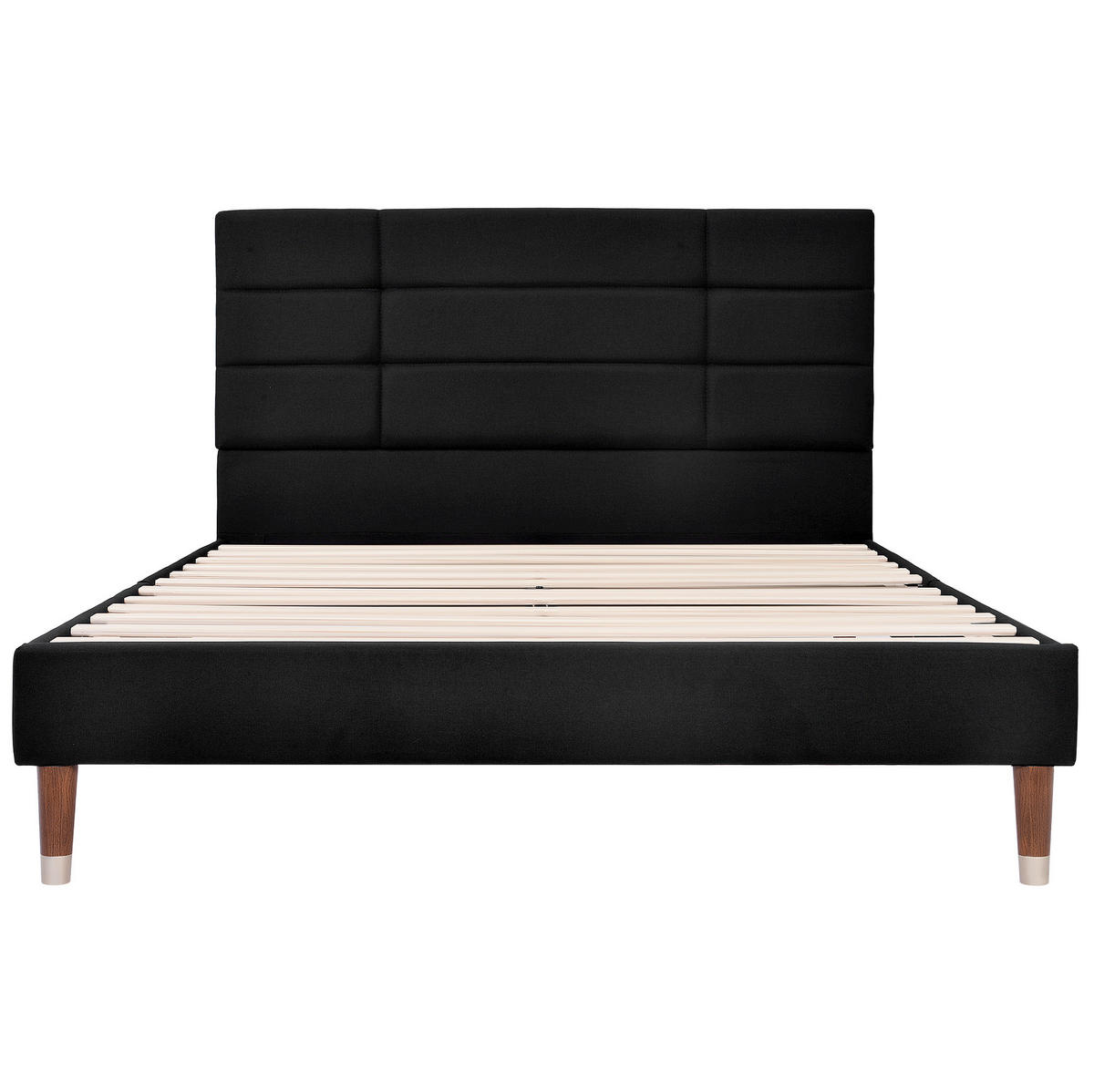 POLNJENA postelja iz masivnega lesa 140x200 cm črna z letvenim dnom, vzmetnico in prostorom za shranjevanje - črna, leseni material (140/200cm) - Modfu