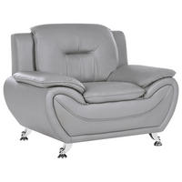 SESSEL Kunstleder Grau Leira - Dunkelgrau/Silberfarben, Kunststoff/Metall (111/86/78cm) - Beliani