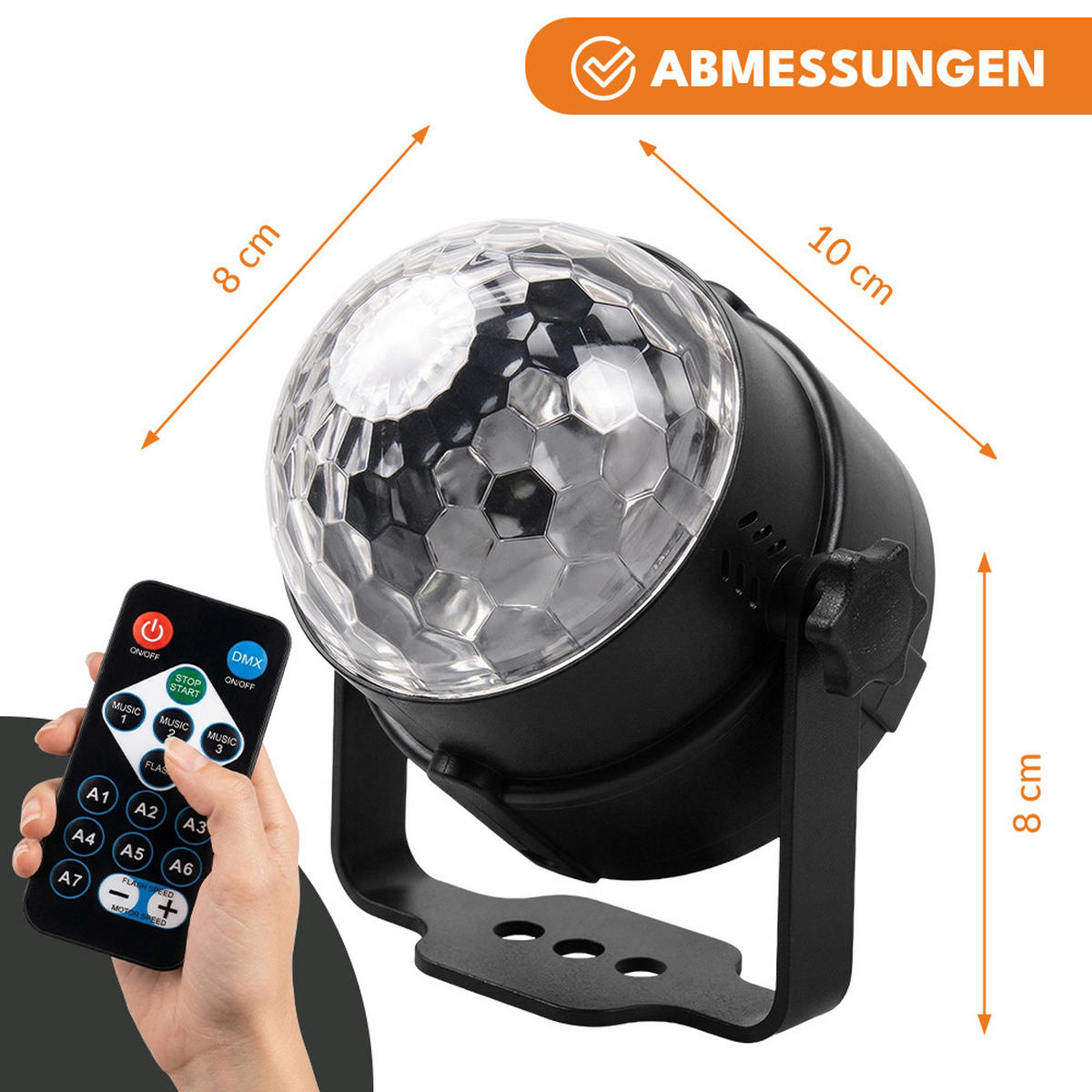 DISCOKUGEL Kinder, Lichteffekte - Schwarz, Kunststoff (10/8/8cm) - KRUMAD