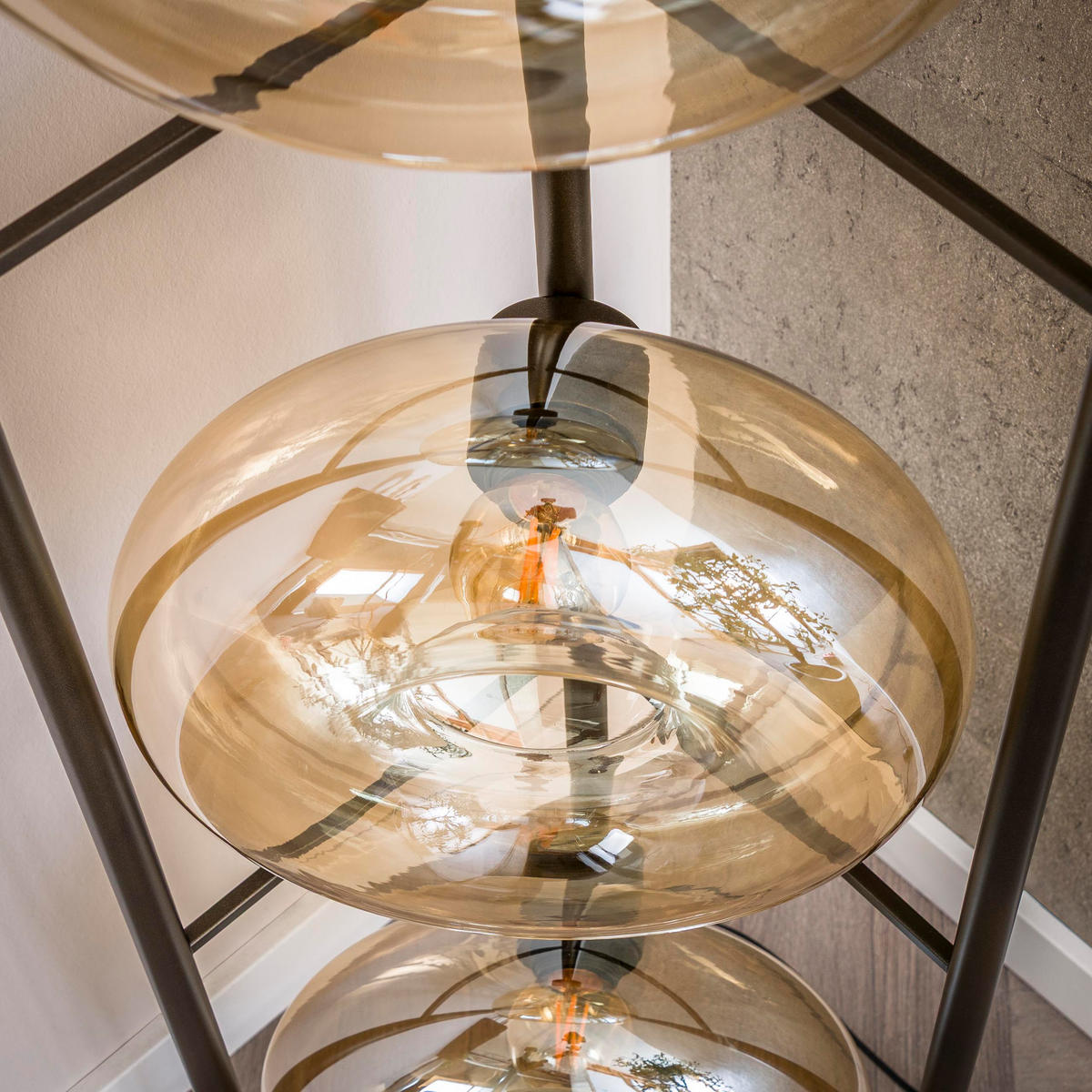 STEHLAMPE Soll - Beige - 20/33/168 cm - Beige, Glas (20/33/168cm) - Hoyz Collection