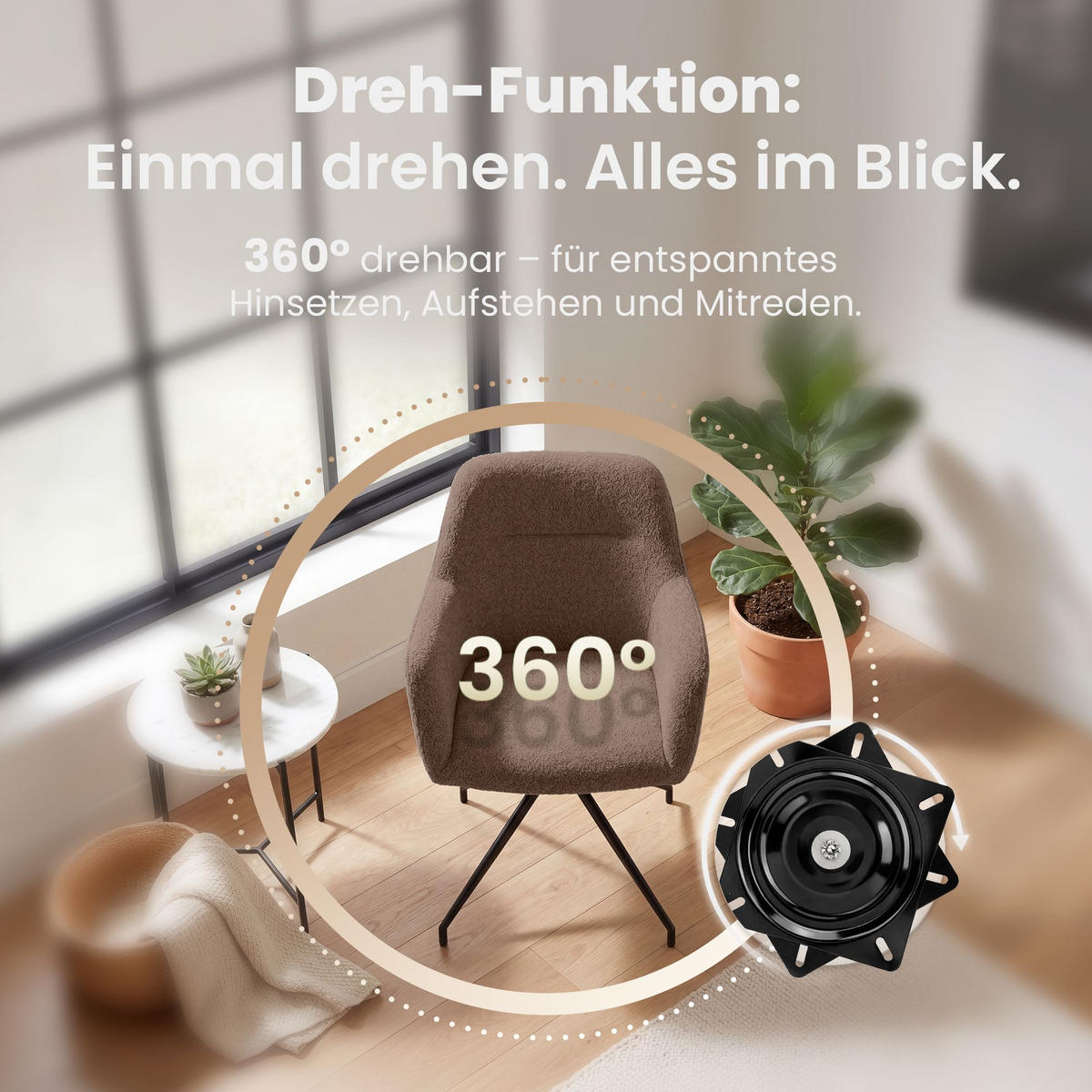 ARMLEHNENSTUHL Stoff Braun - Schwarz/Braun, Textil/Metall (58/85/60cm) - CLP