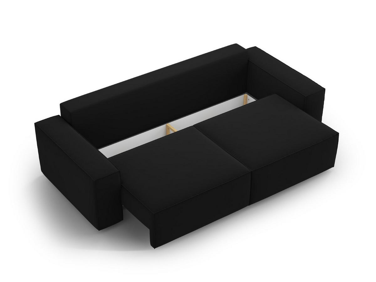 SOFA ausklappbar mit Bettkasten Jodie aus Samt schwarz 3 Sitzplätze - Schwarz, Textil (107/86/247cm) - Micadoni