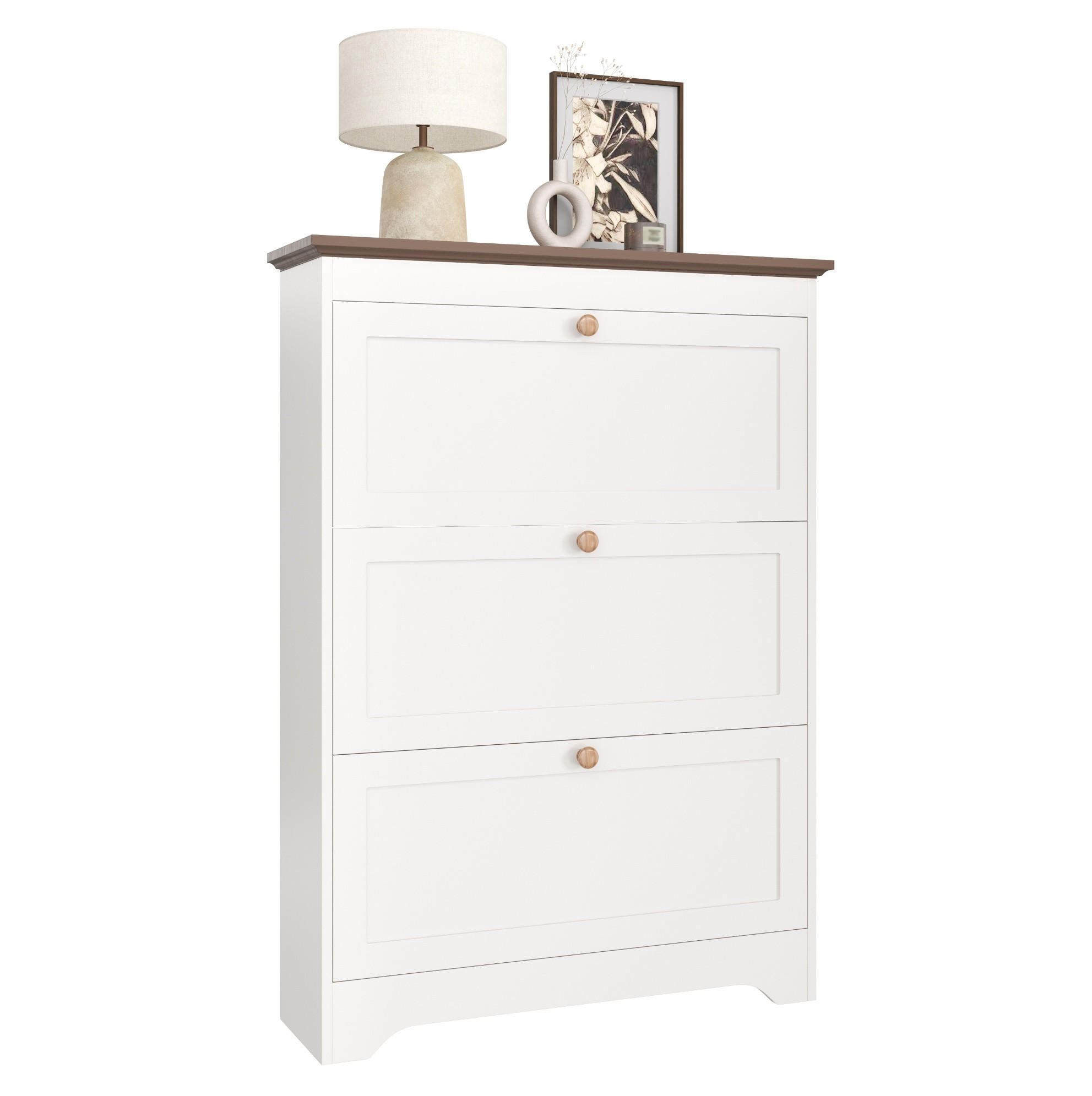 OKWISH BOTNÍK 87/26/120 cm bílý z MDF s horní odkládací plochou a tichým dovíráním