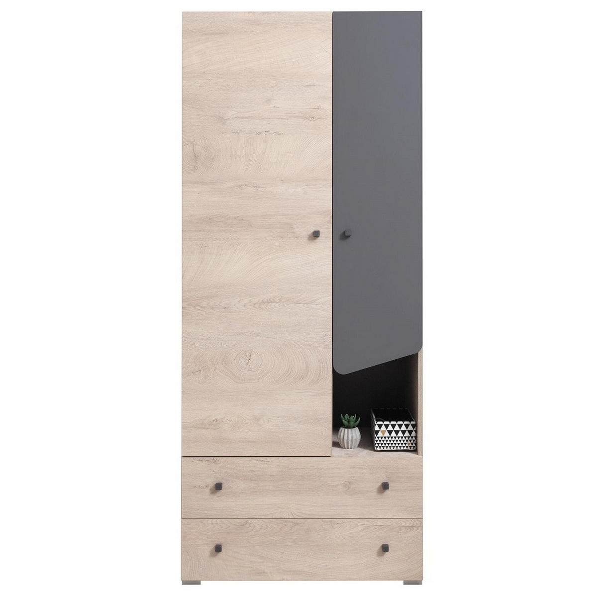JUGENDZIMMER Davis Set A 5-teilig - Eiche / Anthrazit - Eichefarben/Anthrazit, Holzwerkstoff (80/190/50cm) - QMM TraumMöbel