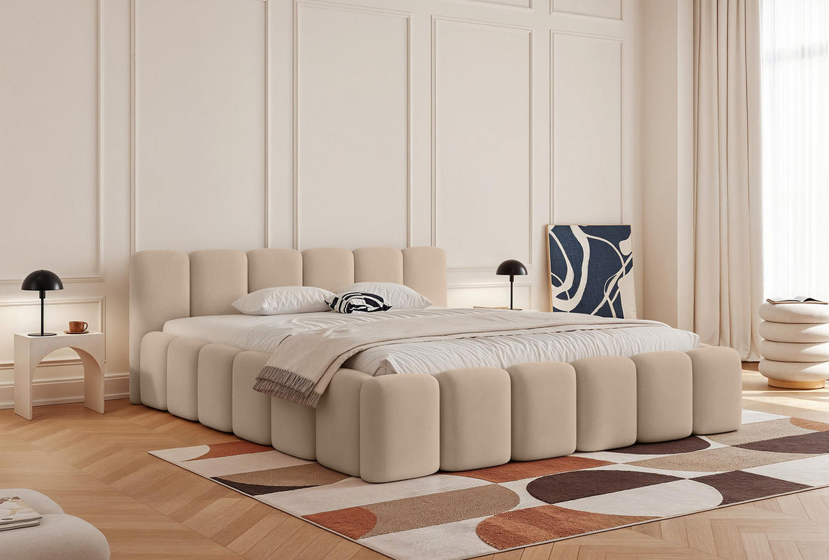 POLSTERBETT Limata 200x200 cm, Beige - Beige, Textil (200/200cm) - Fedve