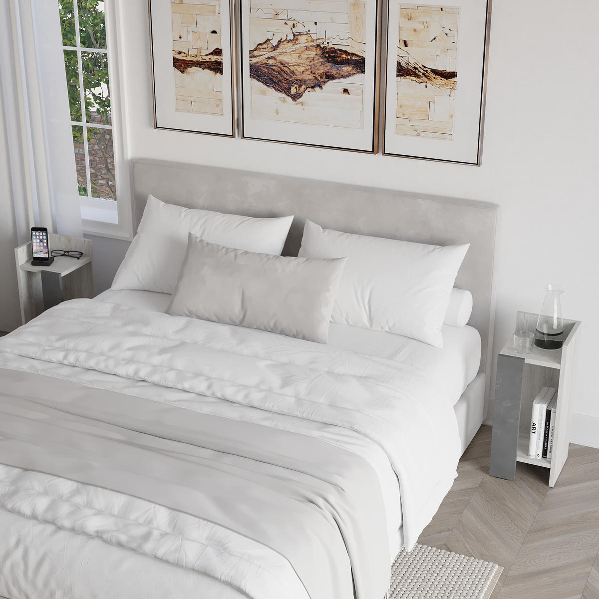 NACHTTISCH Elos Set Bunt 25/25/60 cm - Multicolor, Holzwerkstoff (25/60/25cm) - Decortie