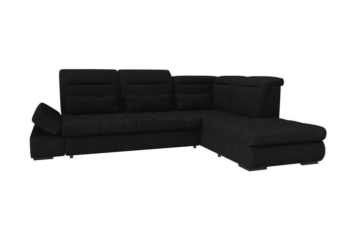 ECKSOFA Toscana Strukturstoff inkl. Schlaffunktion - Schwarz, Textil (279/227cm) - 99rooms