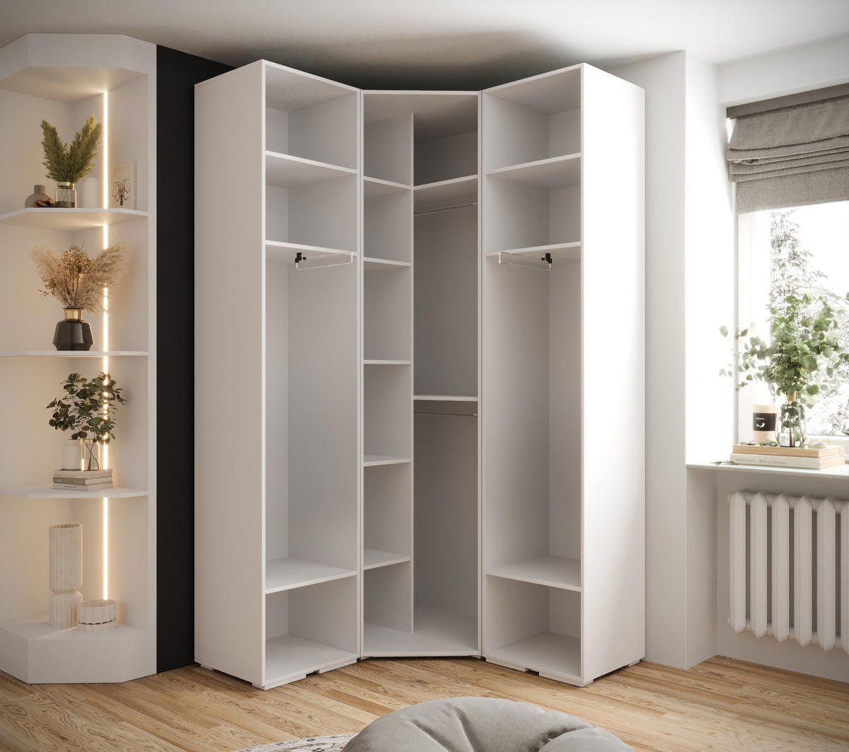 GARDEROBEN-SET 236,7/131,7/47 - Goldfarben/Weiß, Holz/Kunststoff (131.7/236.7/47cm) - Abiks Möbel