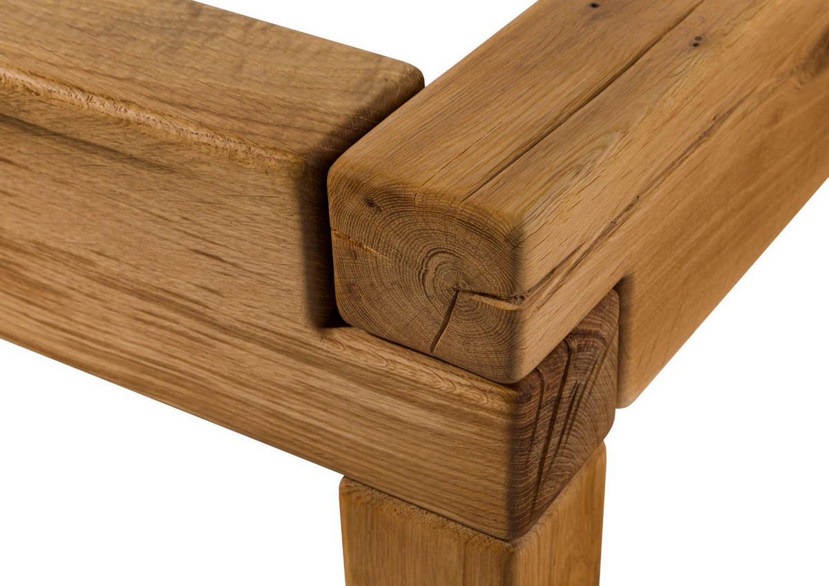 BETT Massivholz Wildeiche 140 x 200 x 89 natur BALKENMÖBEL #201 - Braun, Holz (140/200cm) - Massivmoebel24