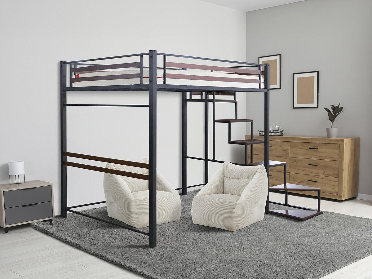 ETAGENBETT lena Schwarz - Schwarz, Metall (190/140cm) - Habitat Garten