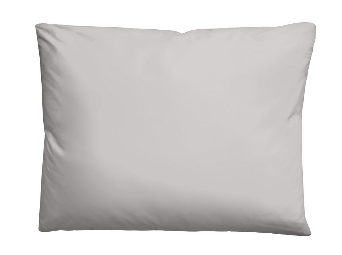 BETTWÄSCHE-GARNITUR Linon UNI sturmgrau, 140x200 cm + 70x90 cm - Grau, Textil (140/200cm) - biberna