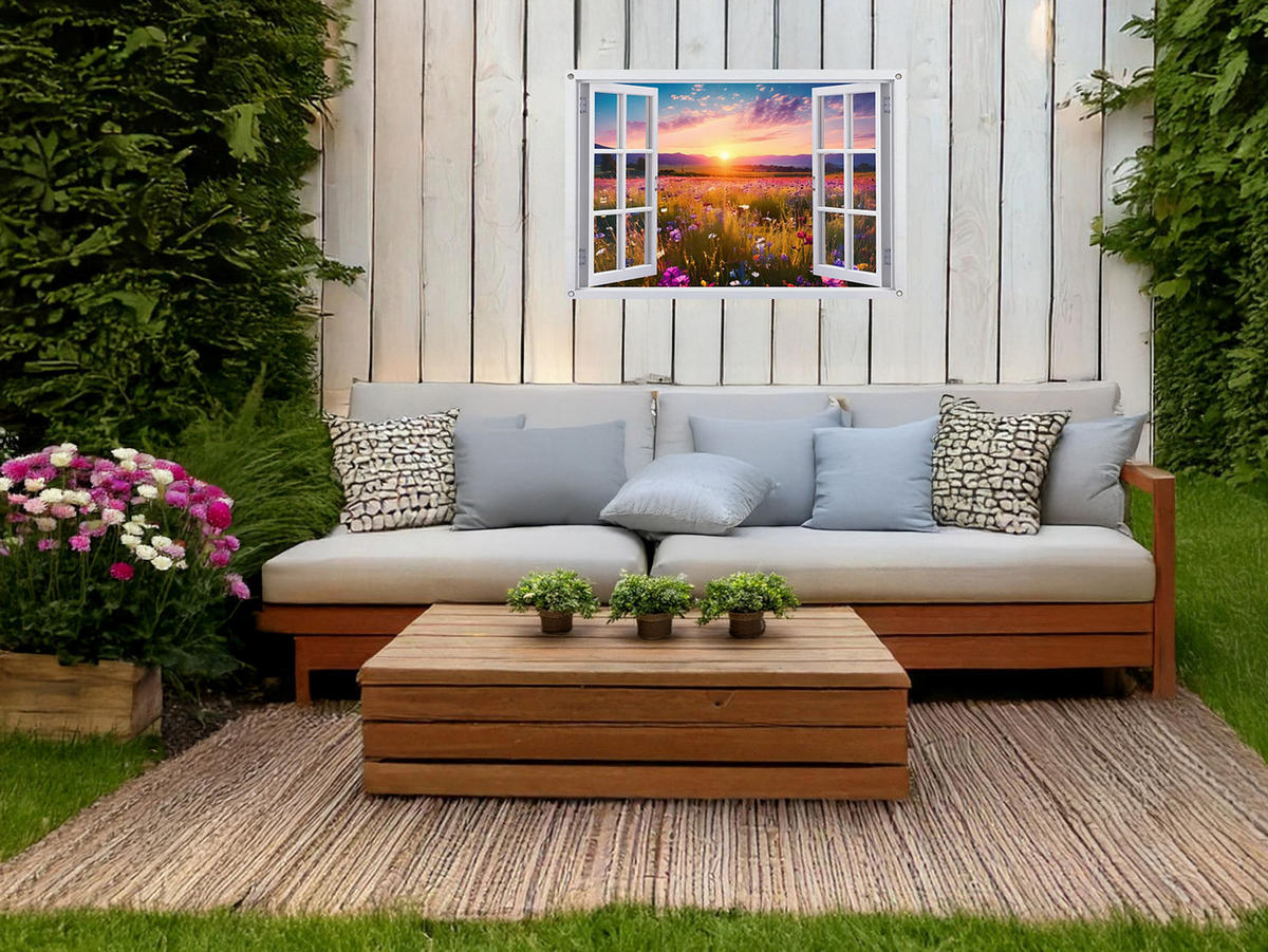 GARTEN-POSTER 90x60 cm Gartendeko: Blumenwiese - Gelb, Kunststoff (90/60/2cm) - artissimo