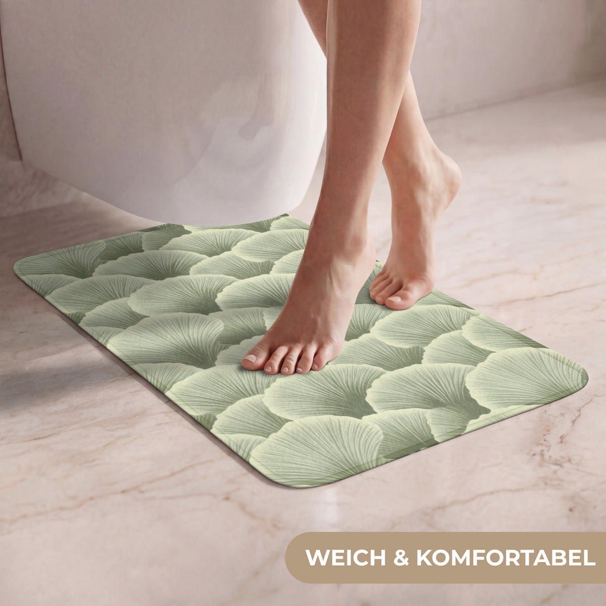 WC PŘEDLOŽKA Vějíř - list - zelený 40x60 cm - pastelově zelená, textil/plast (40/1cm) - OnlyWow
