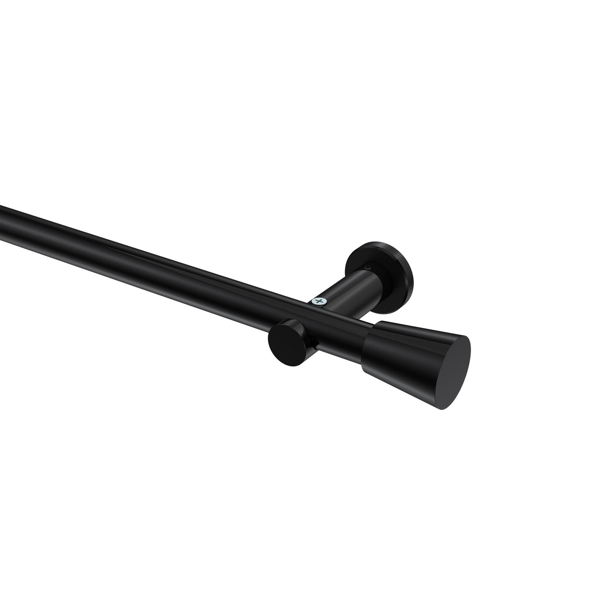 GARDINENSTANGEN-SET Platon Sitra 200 cm, 1-läufig (ohne Ringe), 20 mm Ø Schwarz - Schwarz, Metall (200cm) - INTERDECO