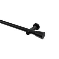 GARDINENSTANGEN-SET Platon Sitra 420 cm (geteilt in 3 x 140 cm), 1-läufig (ohne Ringe), 20 mm Ø Schwarz - Schwarz, Metall (420cm) - INTERDECO
