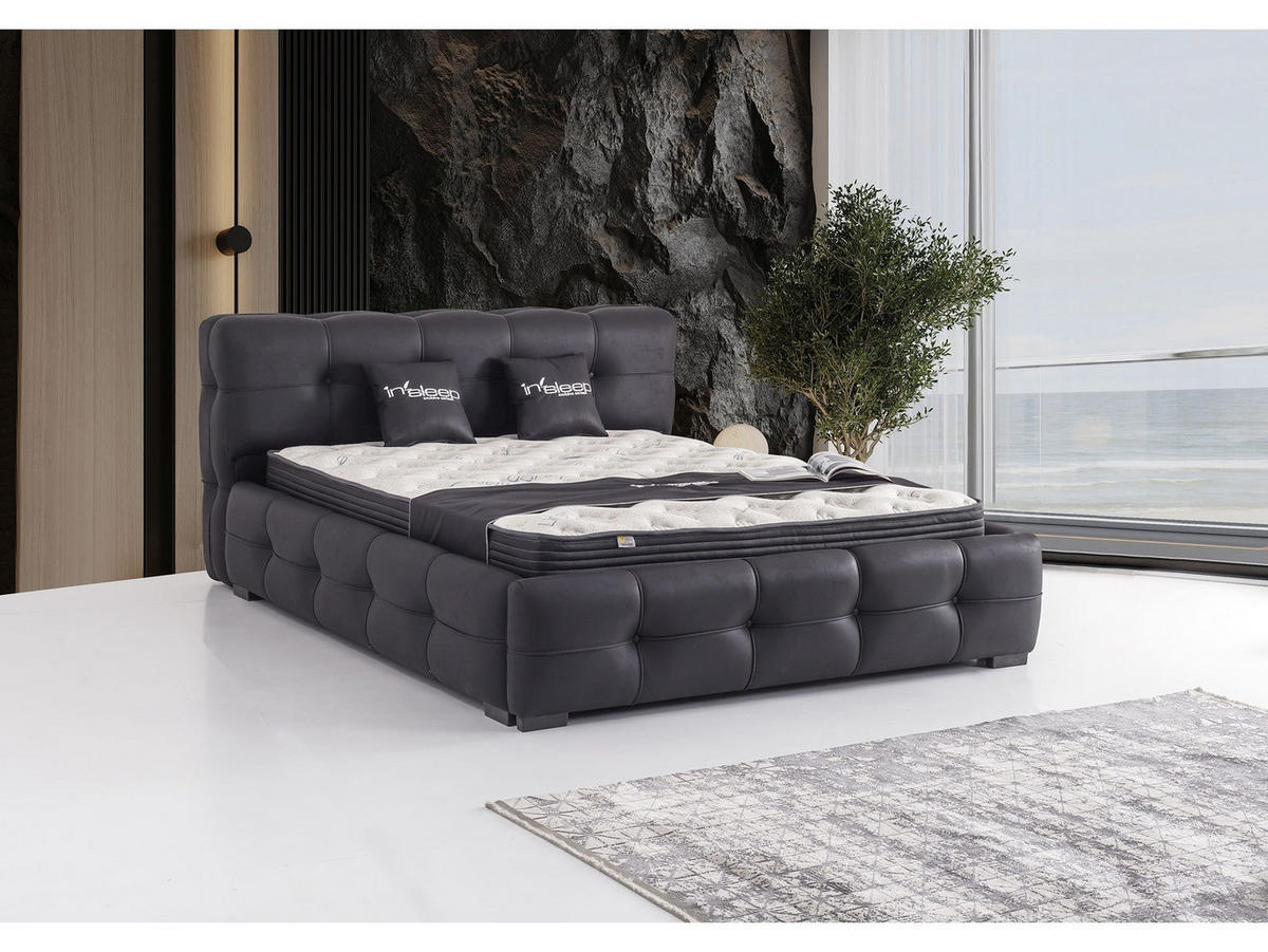 POLSTERBETTSET Salvador 180x200 Anthrazit - Anthrazit, Textil/Metall (180/200cm) - Villa Möbel