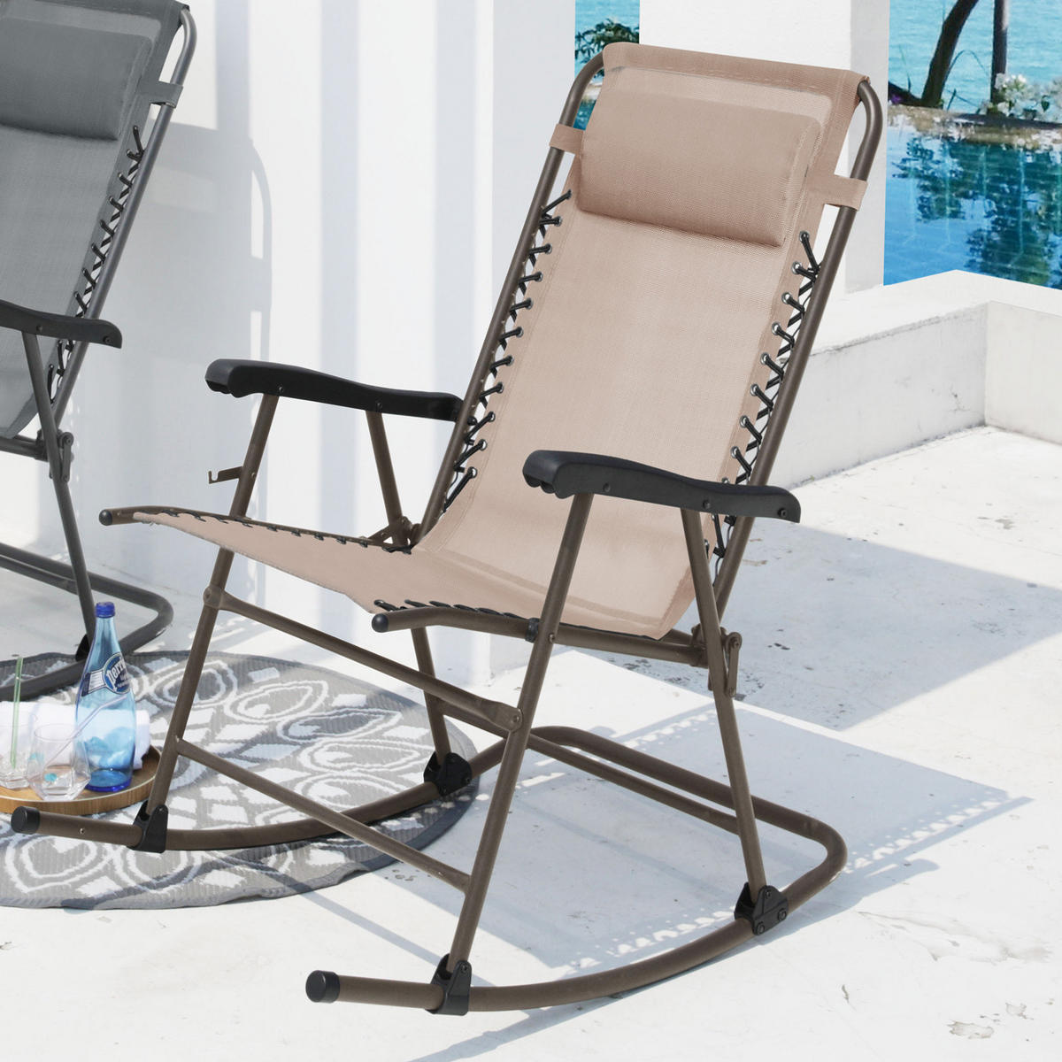 SCHAUKELSTUHL faltbar Beige - Beige, Metall (65/97/97cm) - SVITA