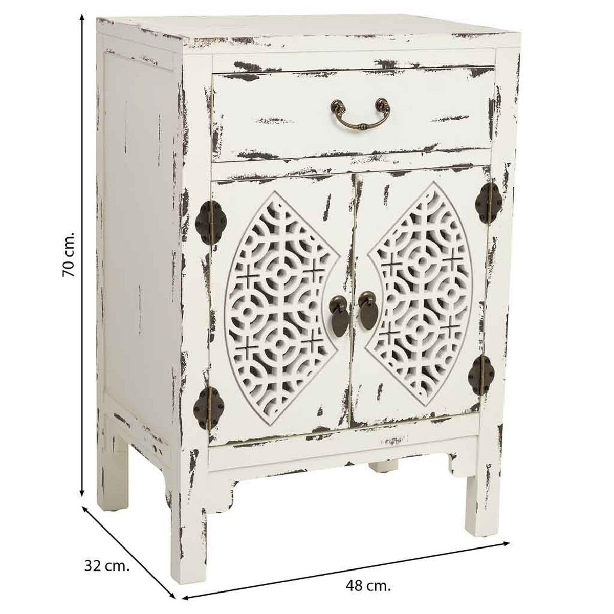 NACHTTISCH aus Holz, weiß, 48x32x70cm - Weiß, Holz (32/48/70cm) - Wanderlust