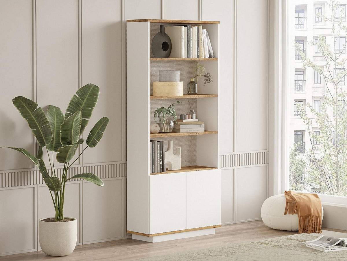 BÜCHERREGAL - 75.5 cm x 26.8 cm - holz - naturfarben hell, weiß Lotula - Naturfarben/Weiß, Holz (75.5/168.3/26.8cm) - Vente-Unique