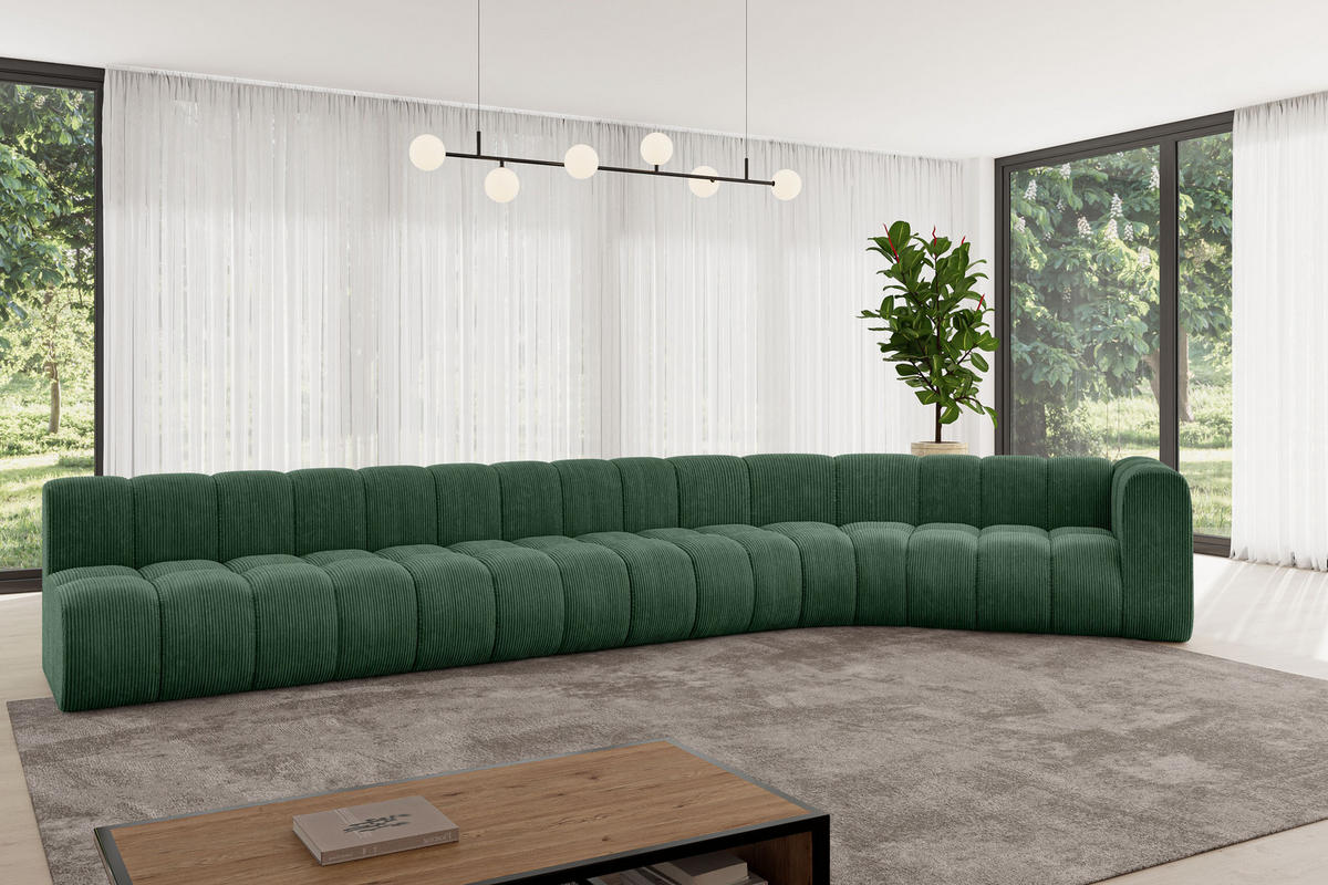 ECKSOFA modulares Sofa Karex-L3 - 490x194x70 cm Grün - Grün, Holzwerkstoff/Textil (490/194cm) - ALTDECOR