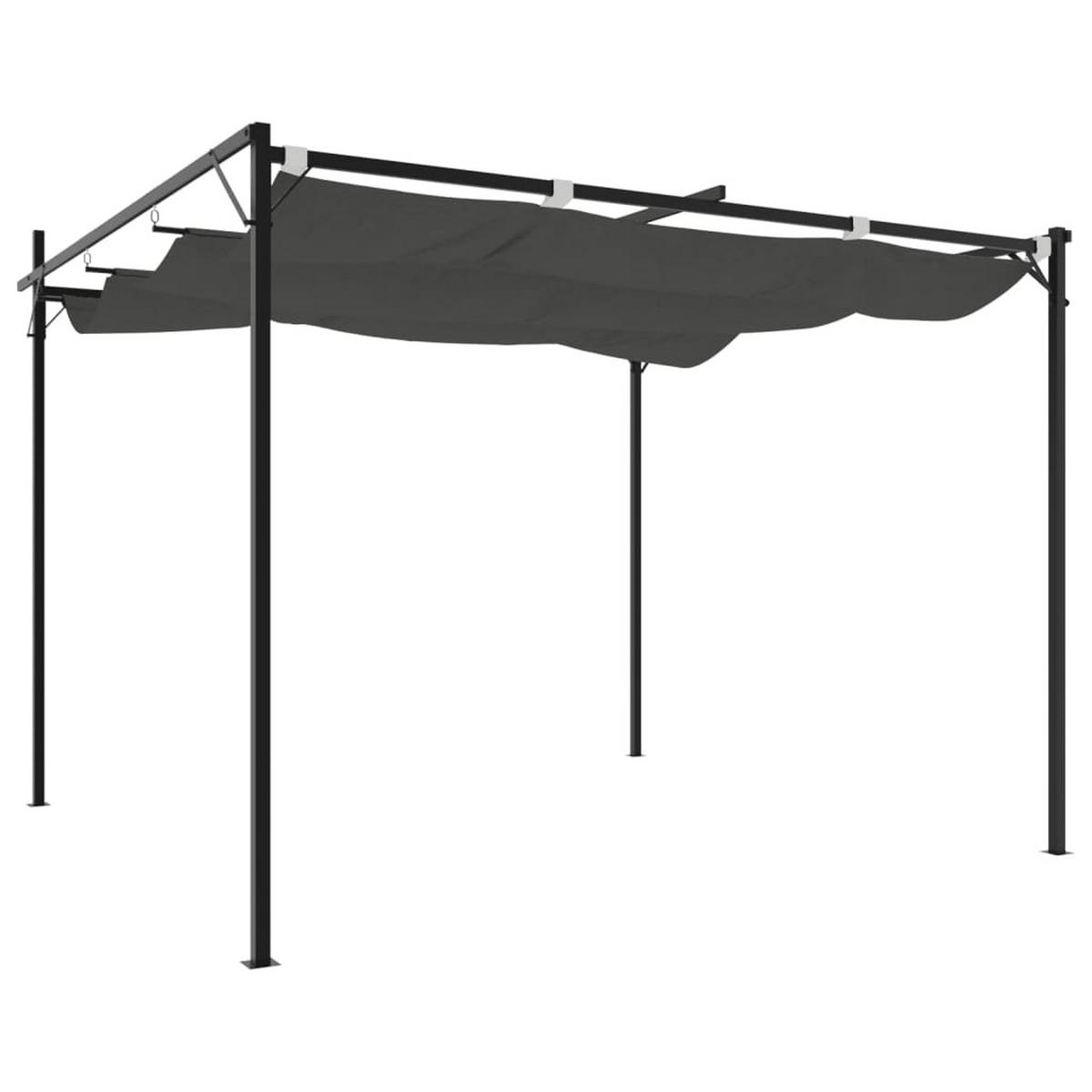 TERRASSENÜBERDACHUNG mit Schiebedach OLIMP | Anthrazit 295x292x230cm | Pergola Pavillon - Anthrazit, Metall (295/230/292cm) - DELUKE