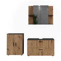 BADMÖBEL-SET Irma Anthrazit/Artisan 3 Teile - Anthrazit/Hellgrau, Holzwerkstoff (100.1/60.6/41cm) - Vicco