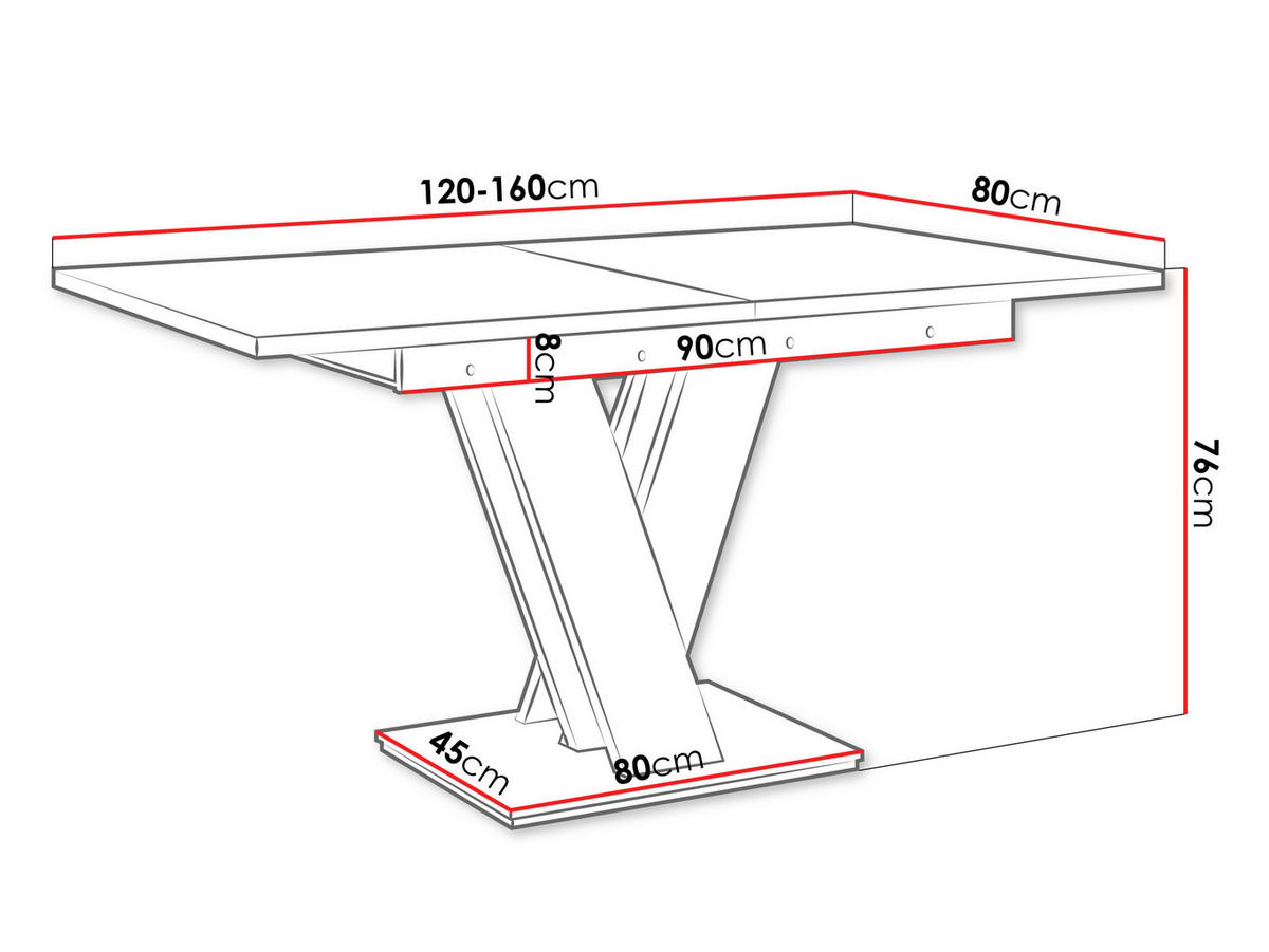 ESSTISCH Masiv - Weiß/Grau, Holzwerkstoff (80/120/76cm) - MIRJAN24