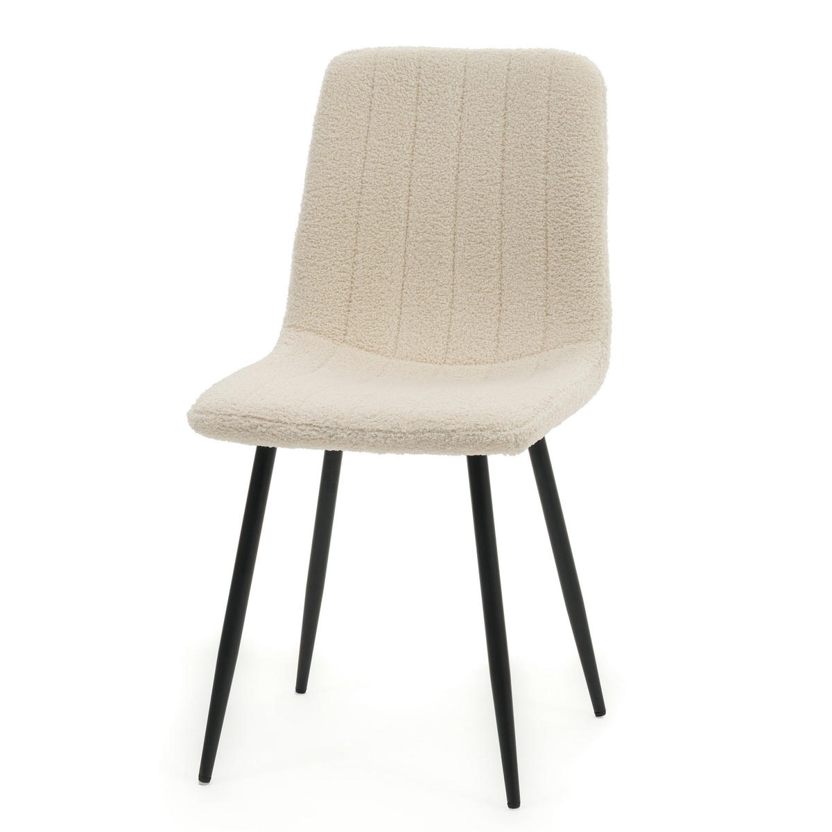 STUHL GELA gepolstert mit Steppung - hellbeige - Boucle TEDDY - Ecru/Schwarz, Textil/Metall (45/89/53cm) - NEW HOME