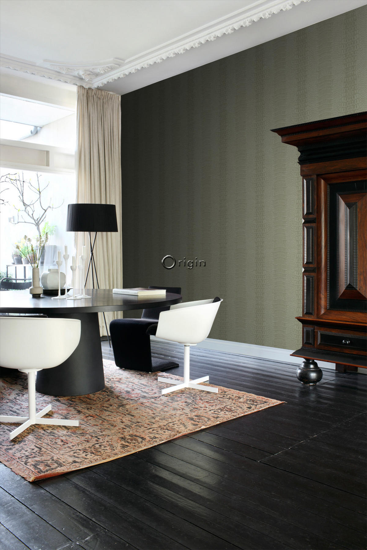 TAPETE Krokodil-Optik 53 cm x 10.05 m - Beige, Papier (53/1000cm) - Origin Wallcoverings