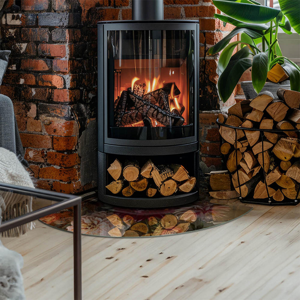 GLASPLATTE für Kamin 100x100 cm Bordeaux - Weinrot, Glas (100/100/0.4cm) - ArtPrintCave