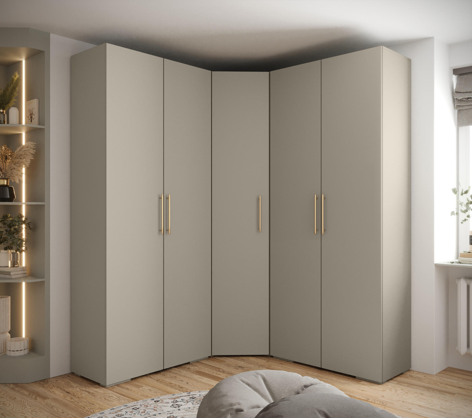 GARDEROBEN-SET 236,7/181,7/47 - Kaschmir/Goldfarben, Holz/Kunststoff (181.7/236.7/47cm) - Abiks Möbel