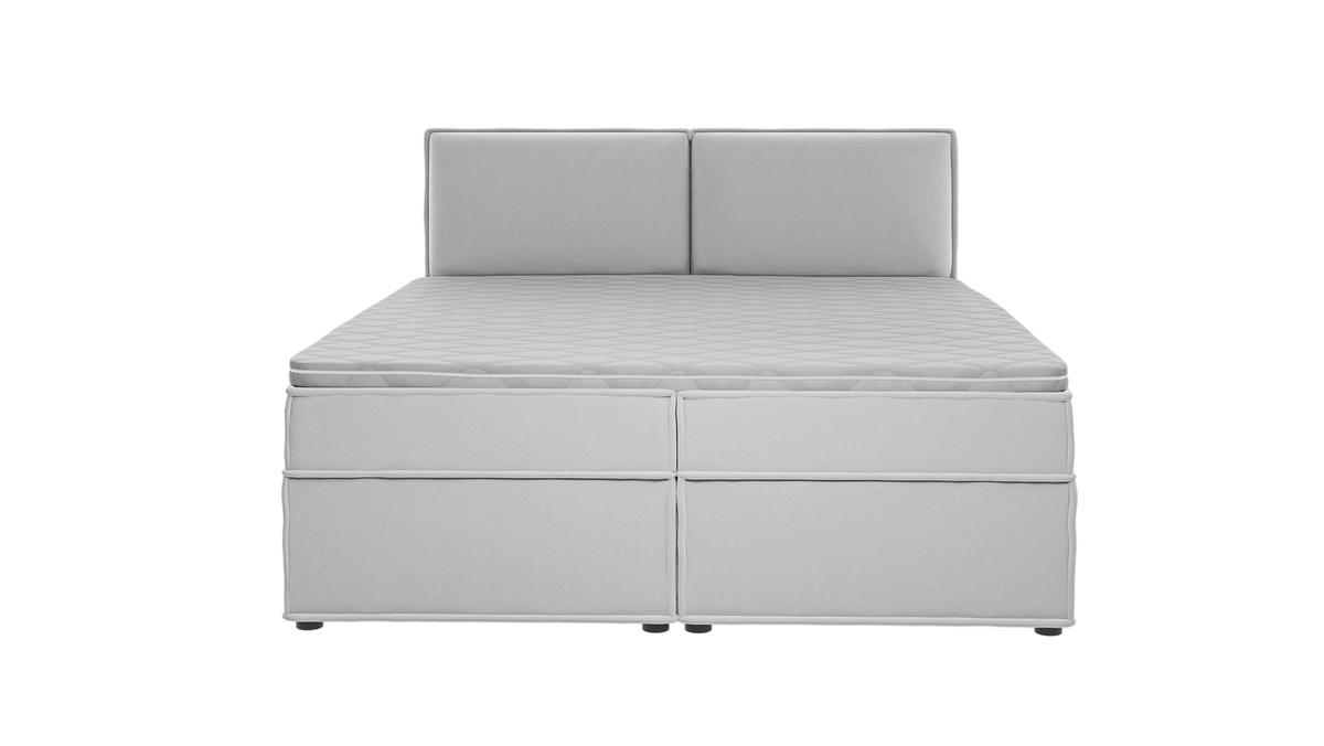 BOXBETT Eclipse 180/200 cm Silber Luxusmicrofaser - Silberfarben/Schwarz, Holz/Kunststoff (180/200cm) - S-Style Möbel