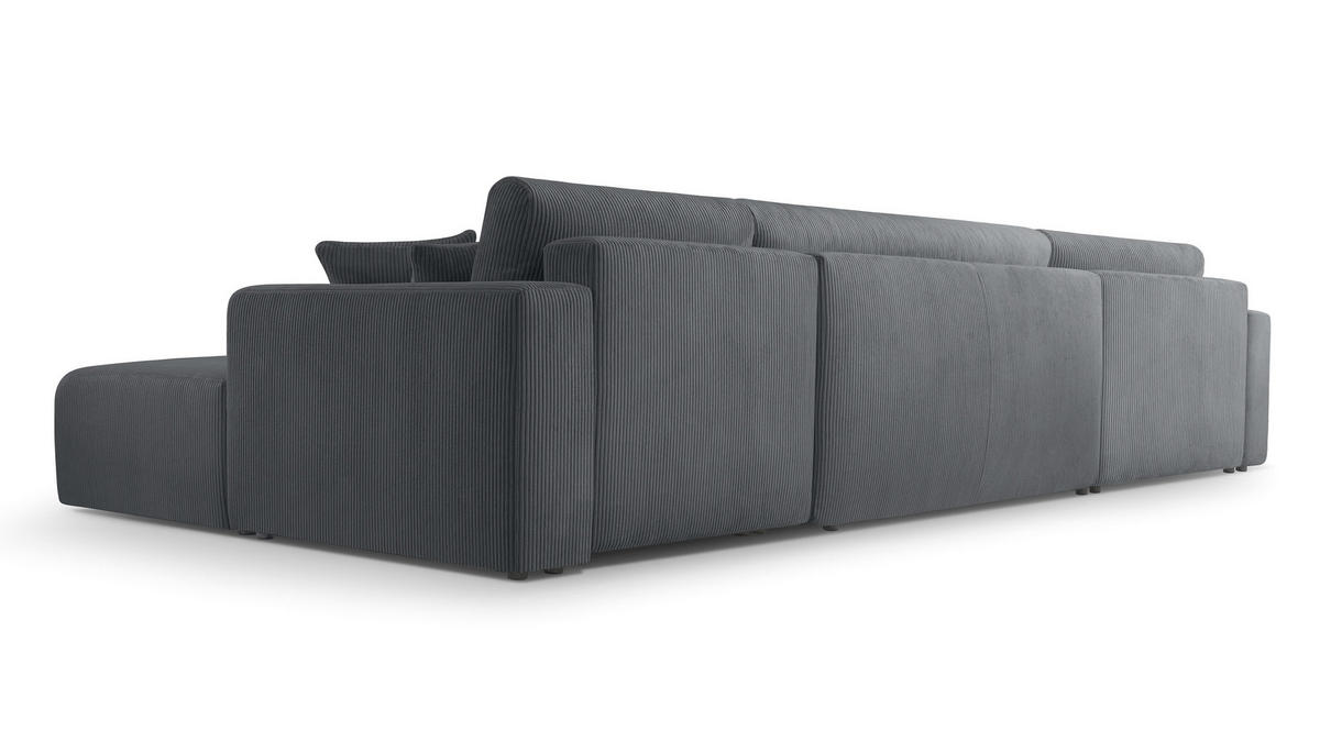 WOHNLANDSCHAFT Catea Grau 364/145/85 cm mit Schlaffunktion - Schwarz/Grau, Kunststoff/Textil (364/84/145cm) - AX Living