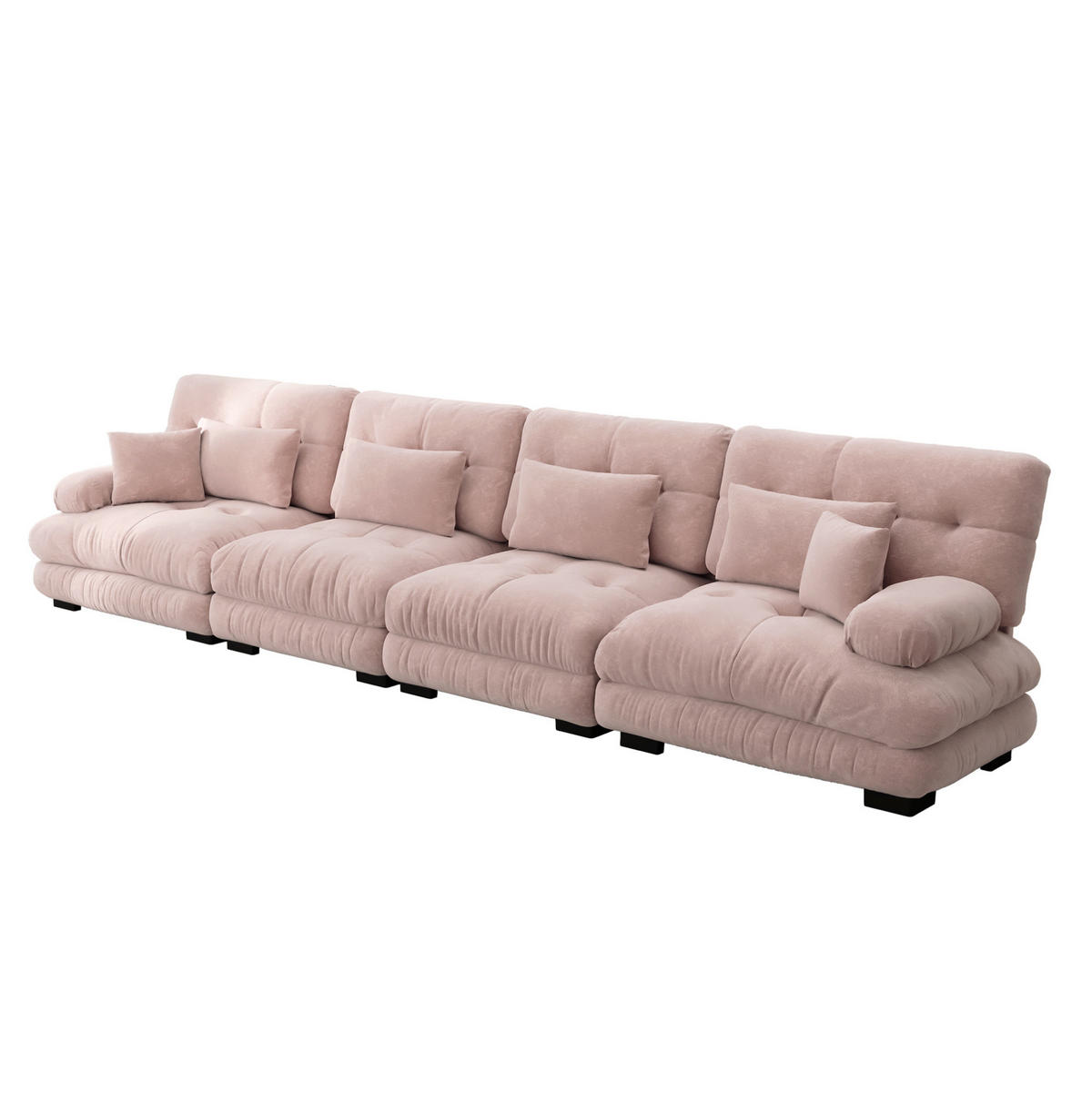 SOFA modulares Design Tiefensitz Chenille Pink - Pink, Kunststoff (77/81/406cm) - Meubliv