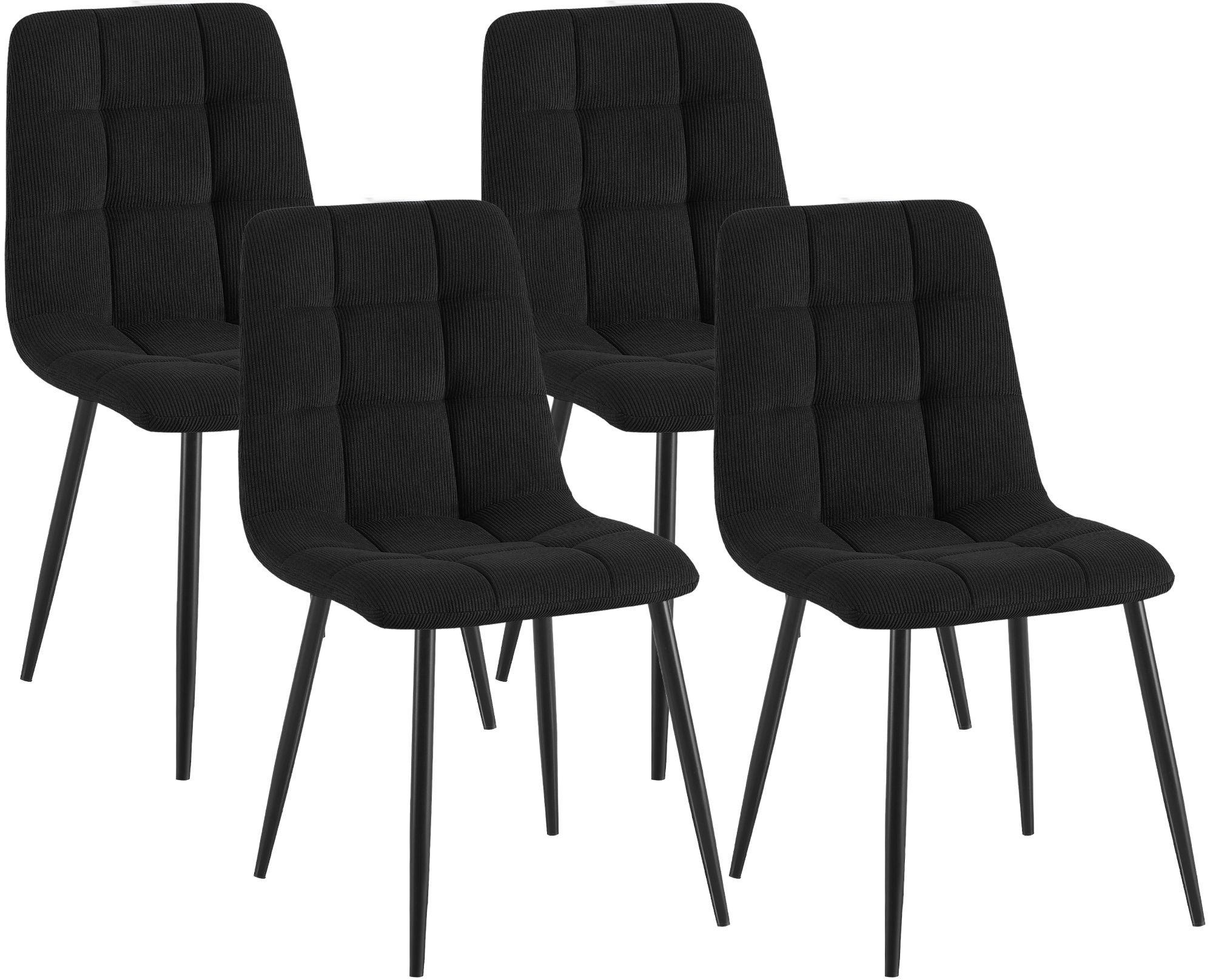 STUHL 4 Cord Schwarz - Schwarz, Textil/Metall (45/84/55cm) - CLP