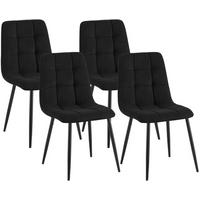 STUHL 4 Cord Schwarz - Schwarz, Textil/Metall (45/84/55cm) - CLP