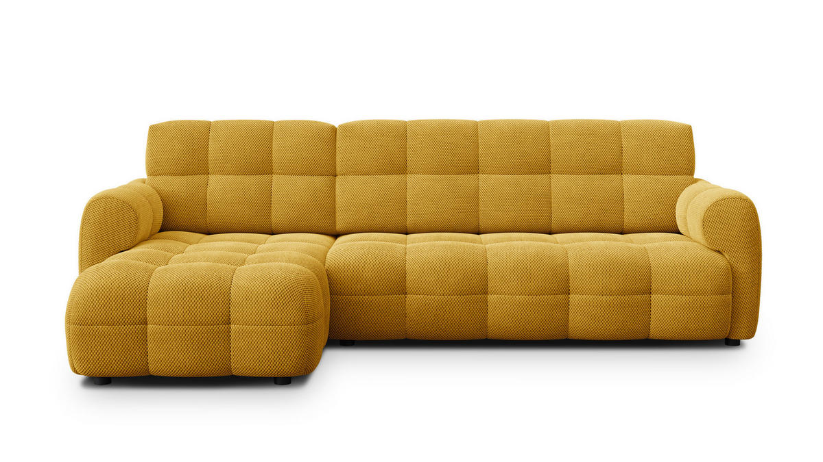 ECKSOFA MELLOW 4-Sitzer, safran - Gelb/Schwarz, Holz/Textil (262/156cm) - Courtois Laville