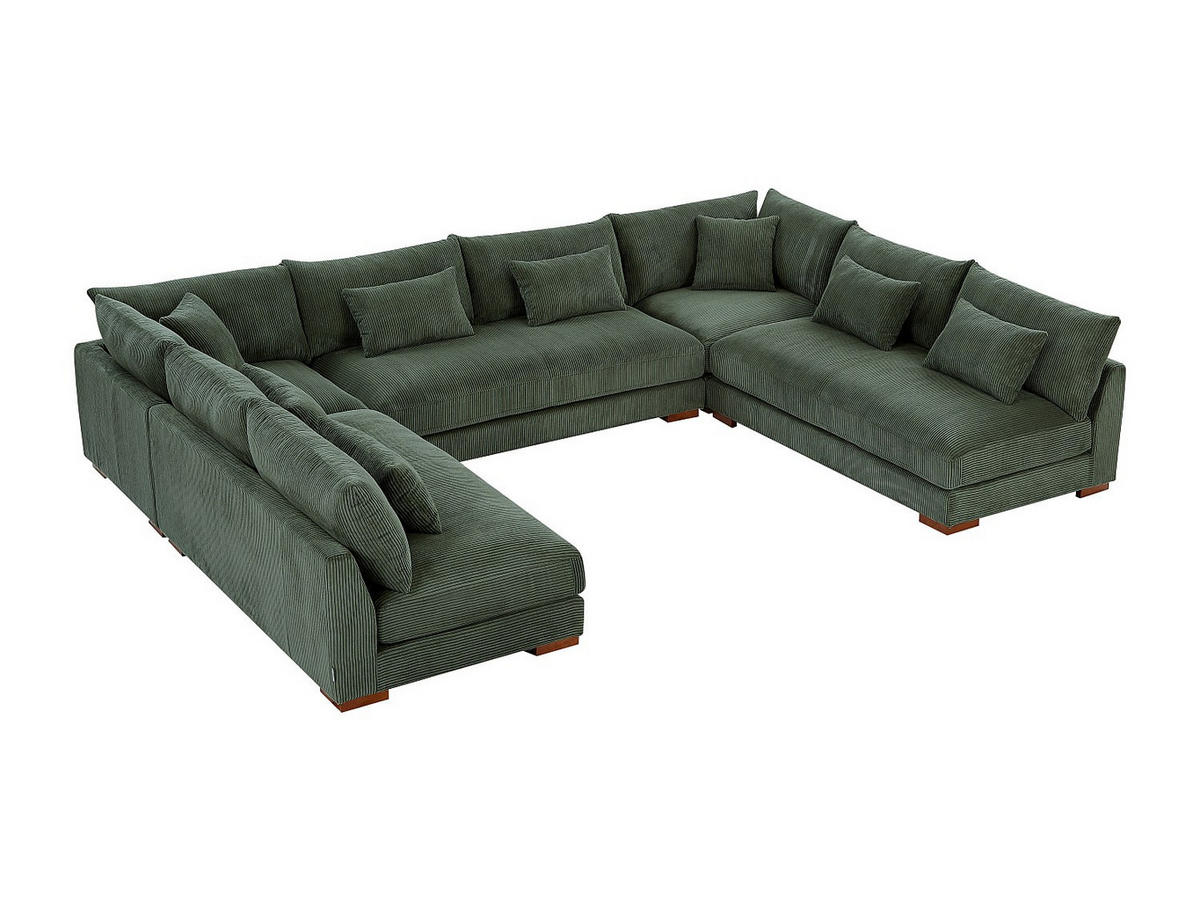 SOFA ohne Schlafmöglichkeit - 9 Personen - Samt, Stoff - Grün - - Grün, Textil (375/85/274cm) - Vente-Unique