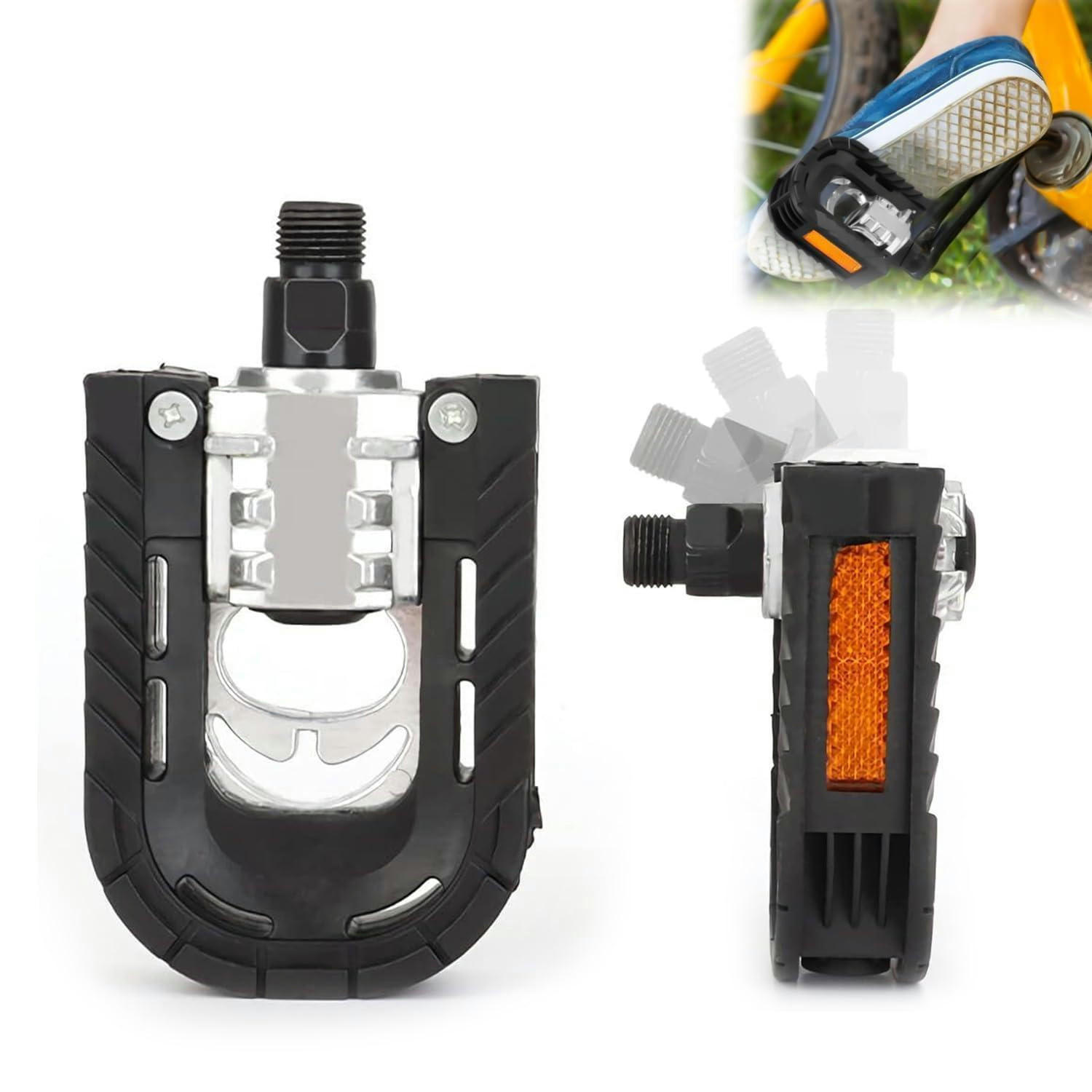 FAHRRADPEDALE Klapppedale Alu mit Reflektoren & Anti-Rost - Schwarz, Metall (6.7/2.6/12.5cm)