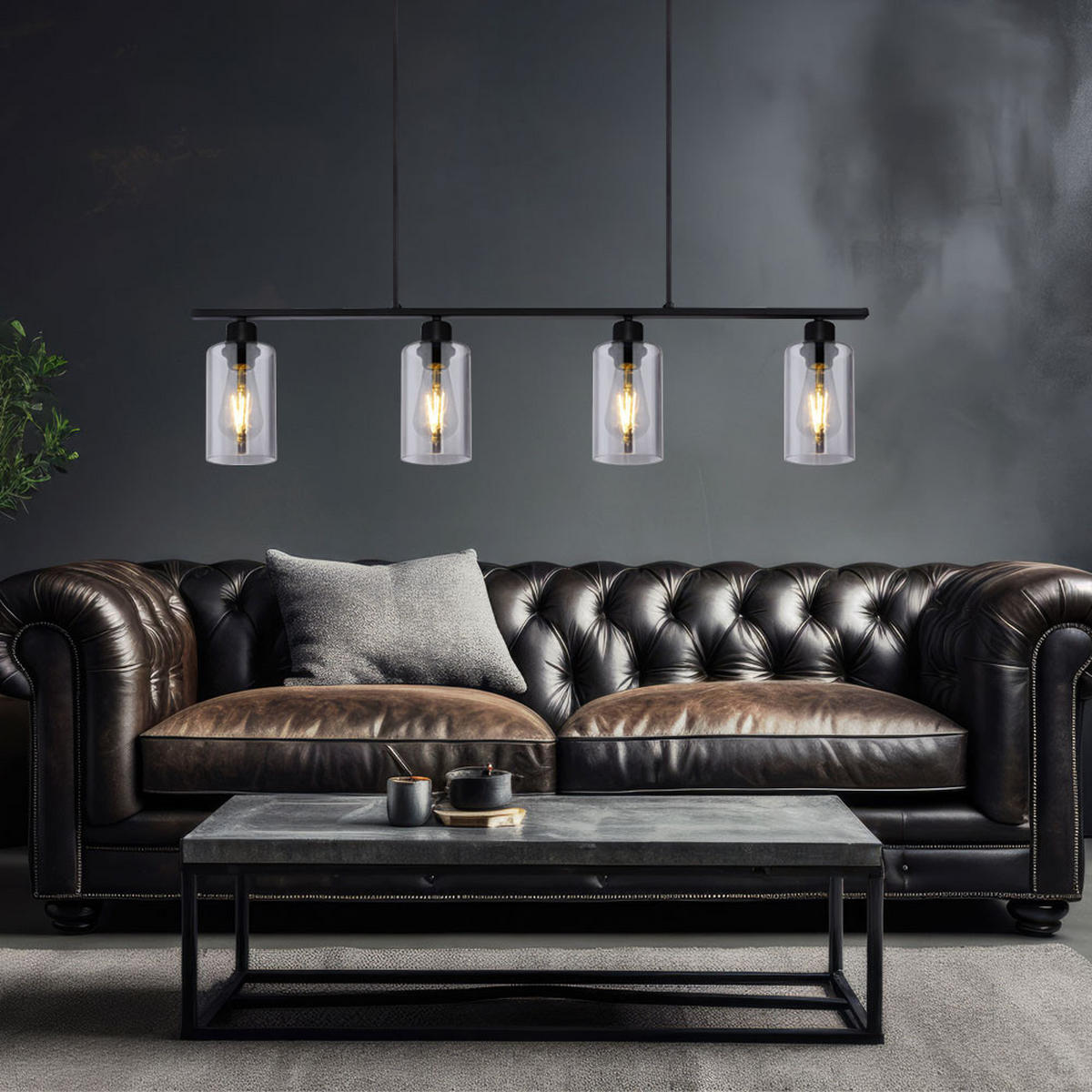 LED HÄNGELEUCHTE Balken Schwarz Matt - Schwarz, Glas (98/10/120cm) - Globo Lighting