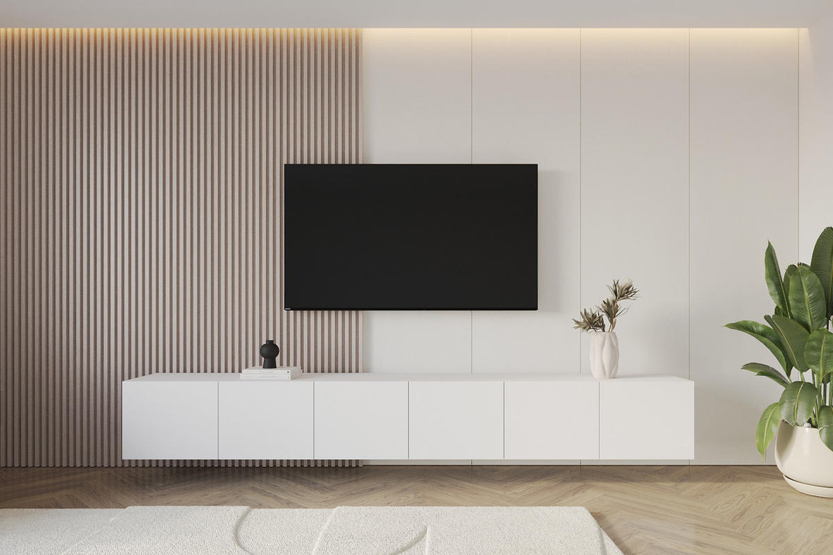 LOWBOARD ELIO-W 3x100x40x41 cm - Weiß - Weiß, Holzwerkstoff (300/40/41cm) - ALTDECOR