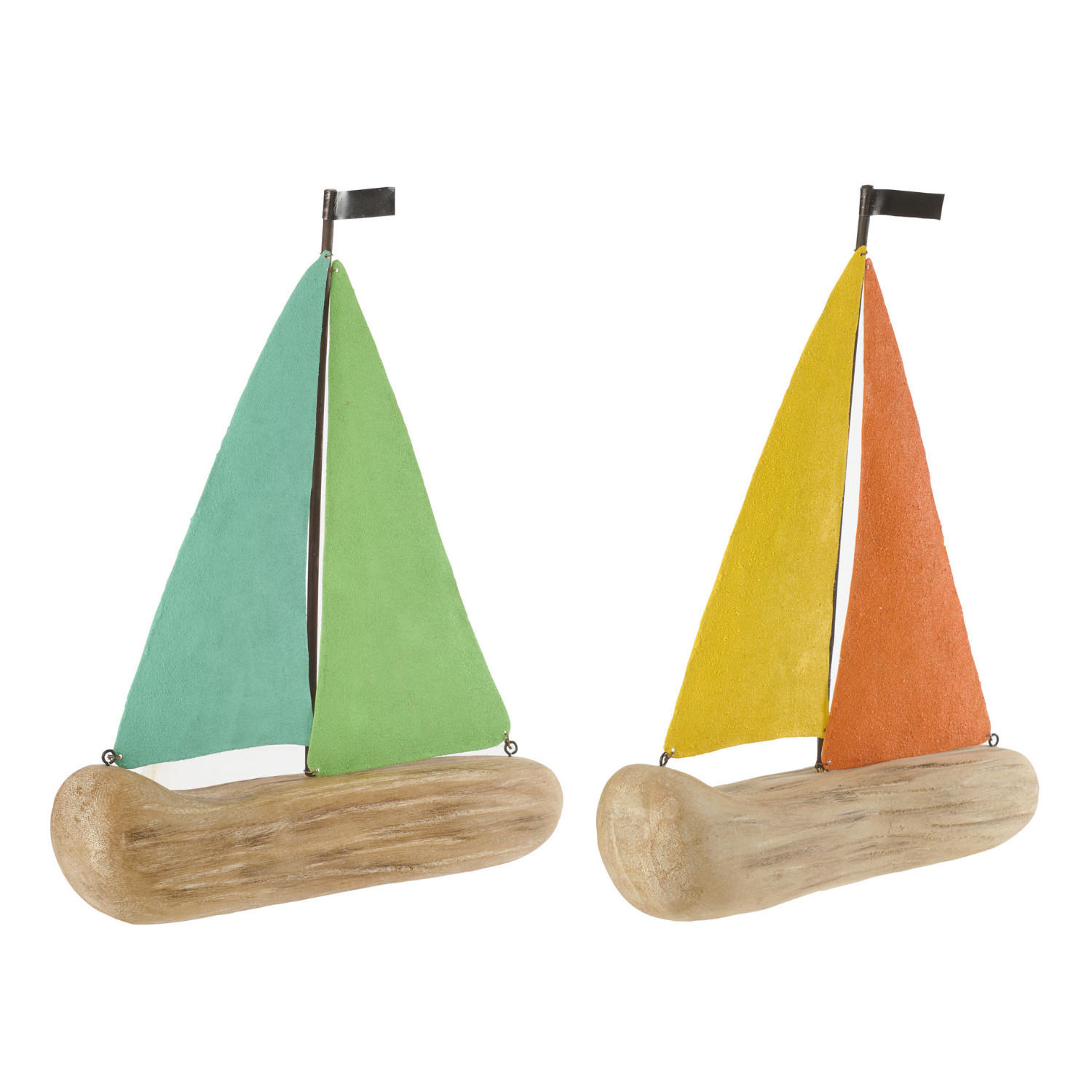 DEKO SEGELSCHIFF (2ER SET) - Multicolor, Holz (6/31/25.5cm) - J-Line