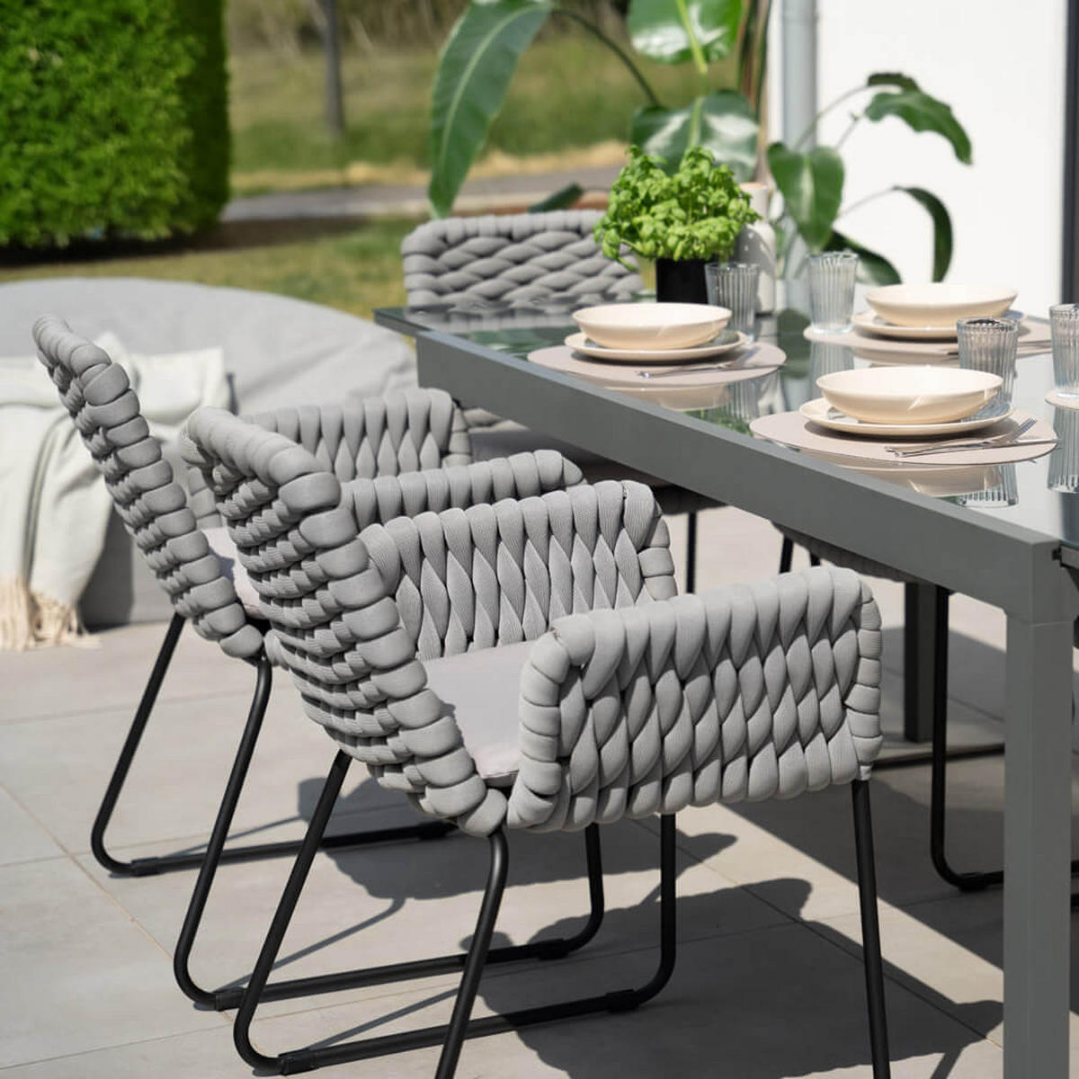 GARTENSTUHL BALERO - Hellgrau, 9 - Hellgrau, Kunststoff/Metall (63/85/62cm) - Home Deluxe
