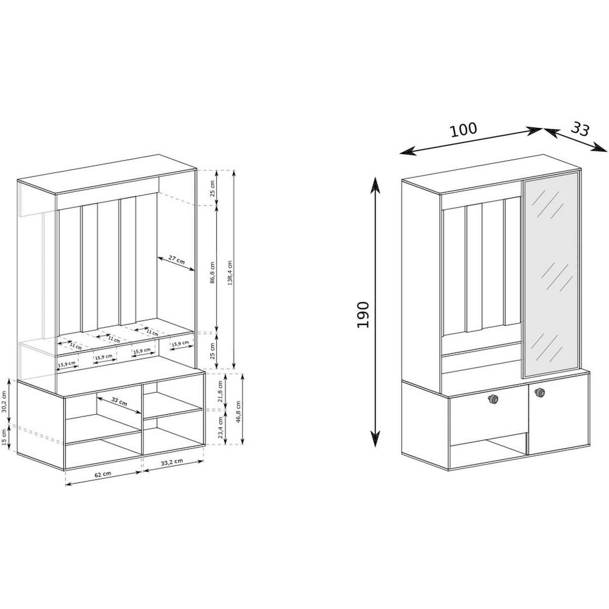 GARDEROBENSCHRANK Pots Plus mit zwei Türen kaschmir - Kaschmir, Holzwerkstoff (100/190/33cm) - Beautysofa