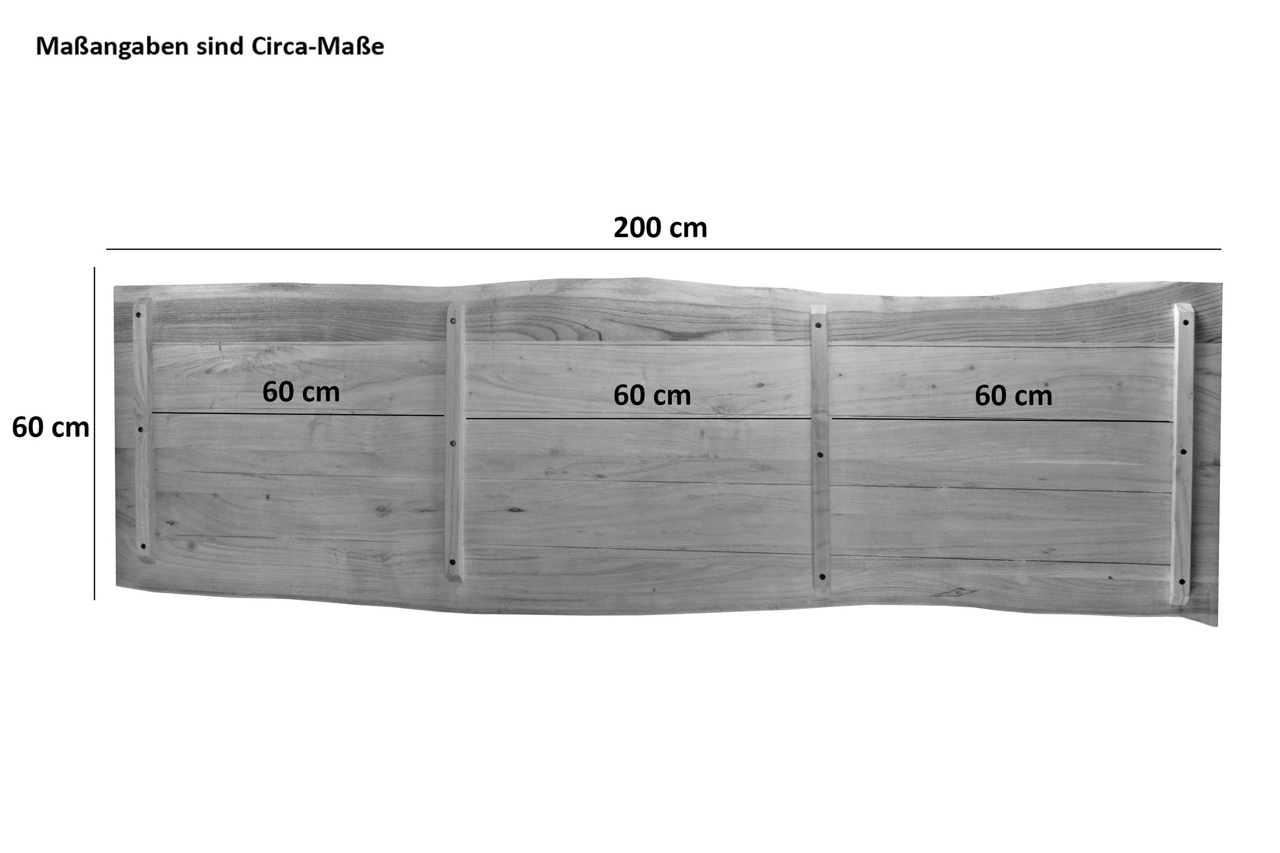 TISCHPLATTE CURT - Braun/Naturfarben, Akazienholz/Holz (60/200/3cm) - SAM