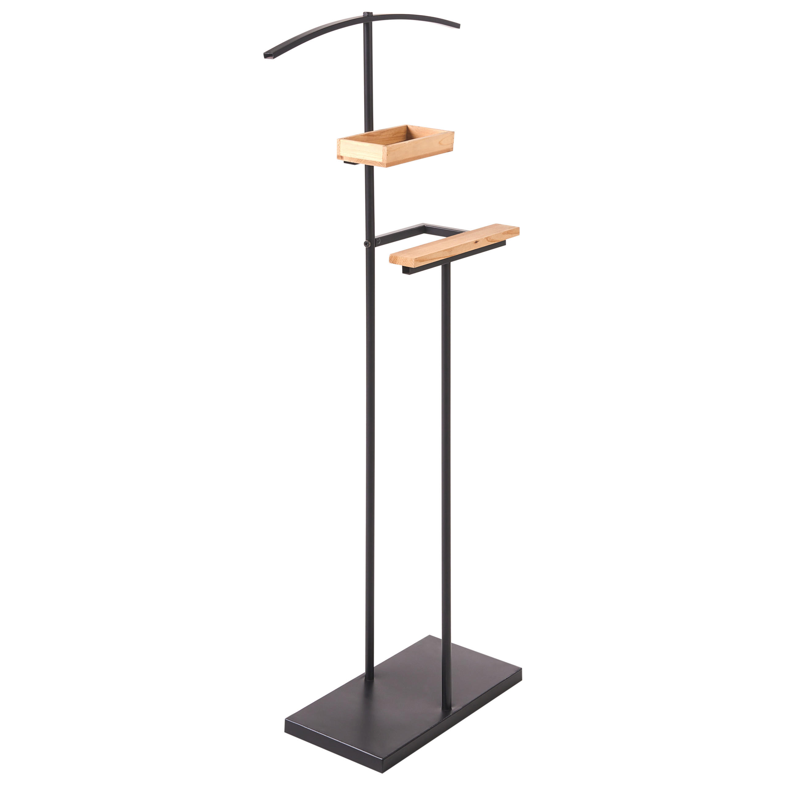 GARDEROBENSTÄNDER mit Fächern Schwarz Pipoon - Hellbraun, Metall (52/116/21cm) - Beliani