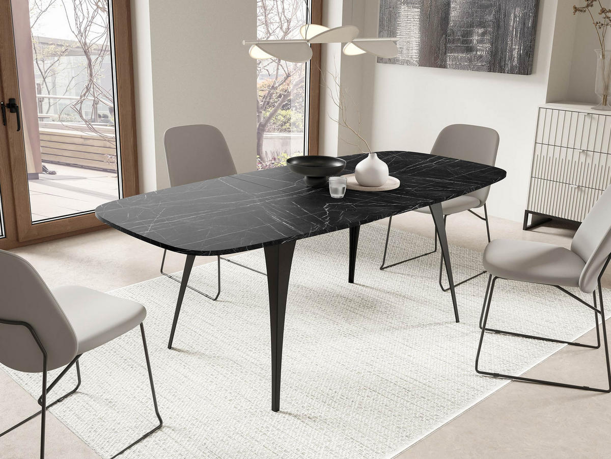 ESSTISCH Aura 160 - Schwarz, Holzwerkstoff/Metall (90/160/76cm) - MIRJAN24