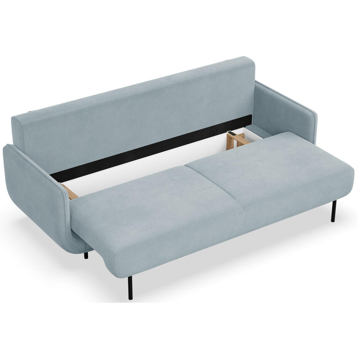 SCHLAFSOFA Ovals Hellblau - Schwarz/Hellblau, Textil/Metall (236/95/96cm) - Selsey