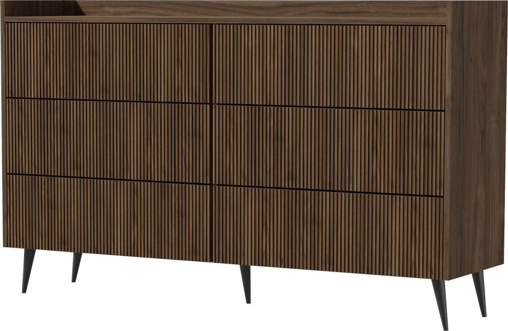 KOMMODE Arysa in Braun Walnuss Holzoptik 92/150/41 cm - Walnussfarben/Braun, Holzwerkstoff/Metall (150/92/41cm) - WFL GROUP